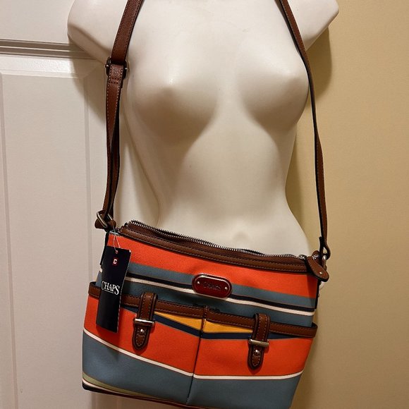 Chaps Striped crossbody bag NWT - Picture 1 of 6
